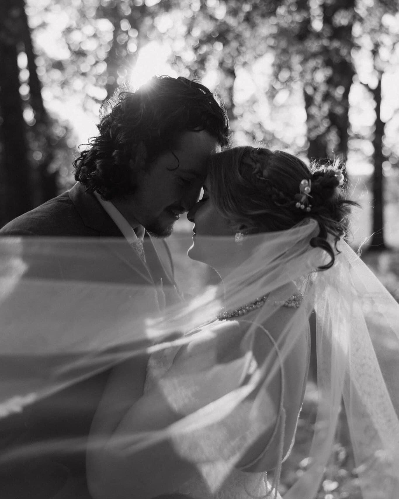 Newlyweds sharing a quiet moment